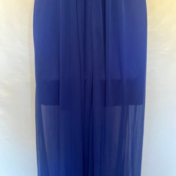 XSCAPE by Joanna Chen Gown Sz 2 Dress Blue Crystal Sheer Babydoll Fairy Y2k - Picture 8 of 16